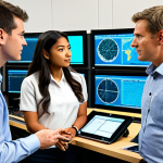 A diverse team of professional civil engineers, including a geotechnical expert and a materials specialist, engaged in a collaborative discussion in a sophisticated engineering control room. They are standing around a large interactive holographic display, which projects detailed 3D models of complex underground foundations, intricate soil stratigraphy, and real-time material performance data. Each engineer is fully clothed in modest, professional business attire, observing the data with focused expressions. The background features multiple high-resolution monitors showcasing various soil test results, structural analyses, and environmental impact assessments. The scene is well-lit, capturing the essence of advanced engineering and collaborative problem-solving. Natural pose, perfect anatomy, correct proportions, well-formed hands, proper finger count, natural body proportions, high-quality, professional photography, appropriate content, safe for work, fully clothed, professional.