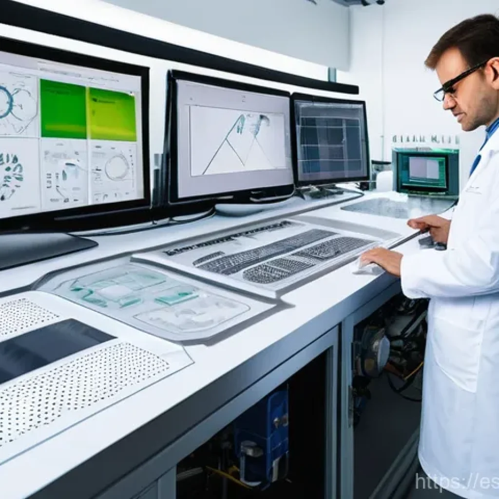 건설재료시험과 관련된 정부 지원 사업 - **Prompt:** "A futuristic, impeccably clean, and brightly lit advanced materials testing laboratory....
