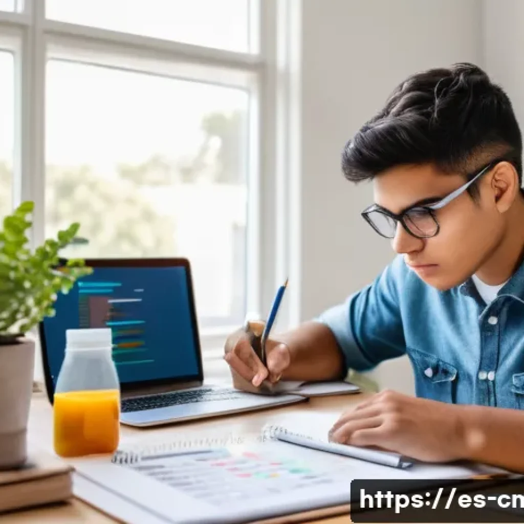 건설재료시험기사 시험 대비 시간 관리 방법 - A focused young adult Hispanic student studying construction materials testing at a tidy wooden desk...