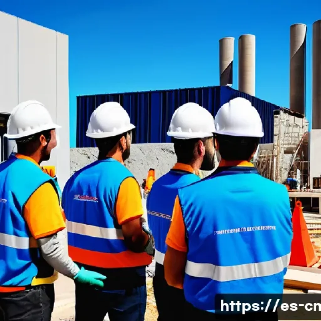 건설재료시험과 시험 장비 교정 - A detailed construction site scene in Spain showing engineers and technicians rigorously testing con...