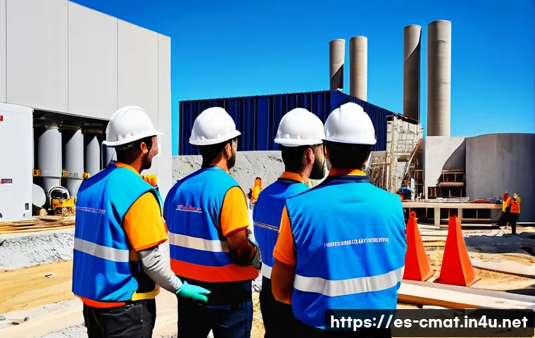 건설재료시험과 시험 장비 교정 - A detailed construction site scene in Spain showing engineers and technicians rigorously testing con...