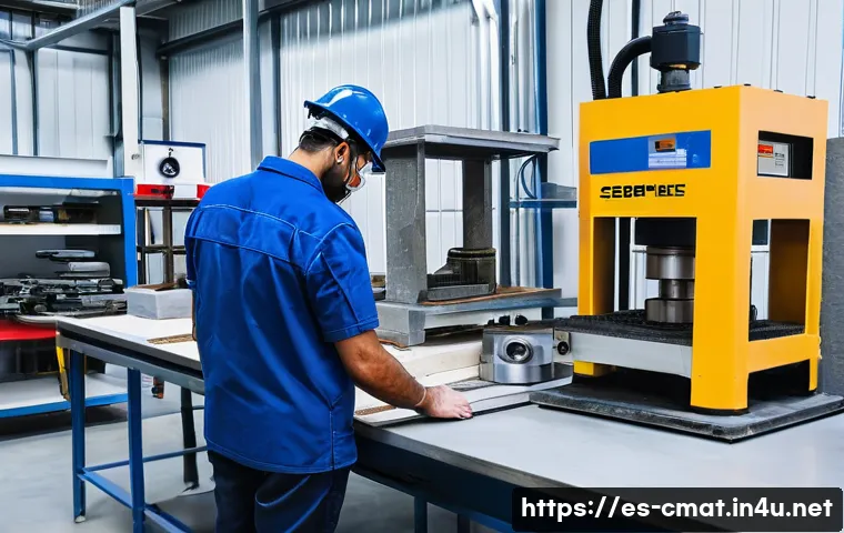 건설재료시험기사 실기시험 준비 노하우 - A detailed scene of a professional construction materials testing laboratory in Spain, showing a tec...